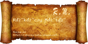 Rákóczy Máté névjegykártya
